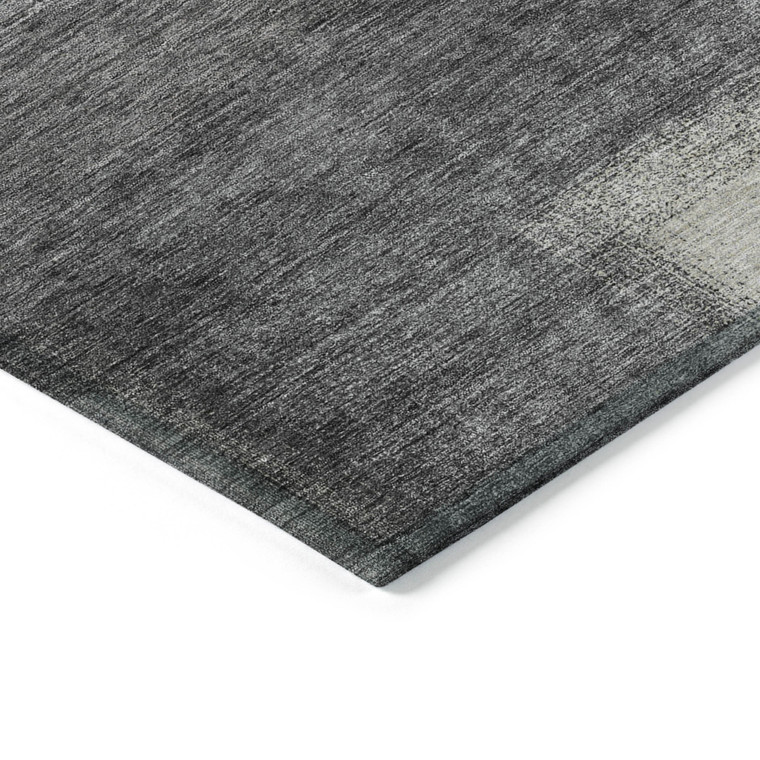 8' X 10' Charcoal Gray And Silver Abstract Washable Indoor Outdoor Area Rug - Charcoal, Gray, Silver