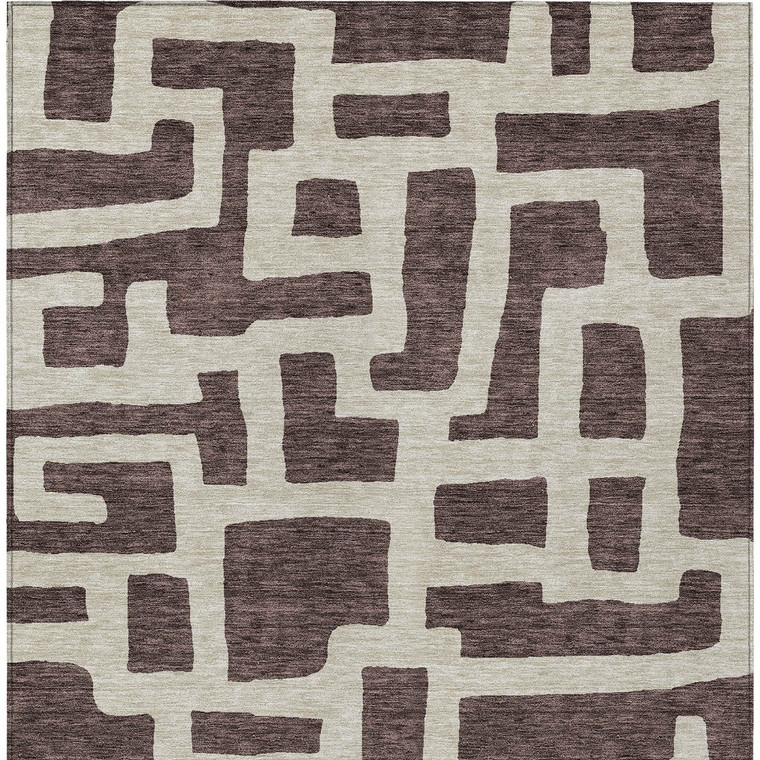 8' X 10' Brown And Beige Abstract Washable Indoor Outdoor Area Rug Transitional Style - Brown, Beige Color