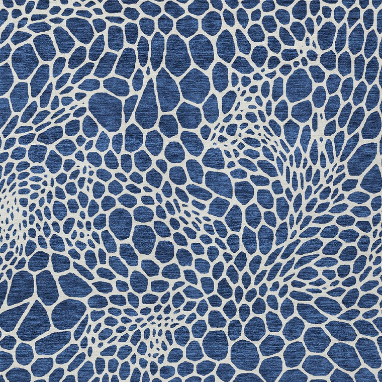 9' X 12' Navy Blue And Ivory Geometric Washable Indoor Outdoor Area Rug Transitional Style - Navy Blue, Ivory Color