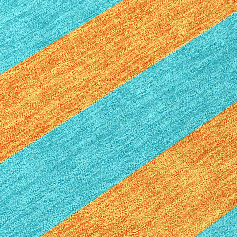 10' X 14' Aqua Striped Washable Non Skid Indoor Outdoor Area Rug