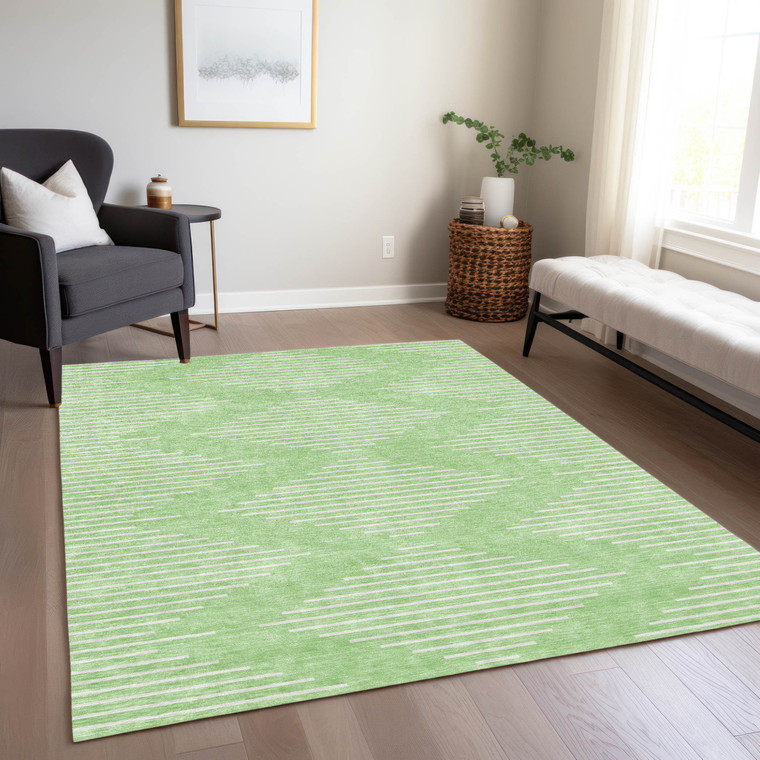 10' X 14' Mint Green And Ivory Geometric Washable Indoor Outdoor Area Rug Transitional Style - Mint Green, Ivory Color