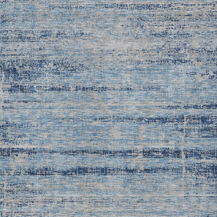 10' X 14' Sky Blue And Navy Blue Abstract Washable Indoor Outdoor Area Rug Transitional Style - Sky Blue, Navy Blue Color