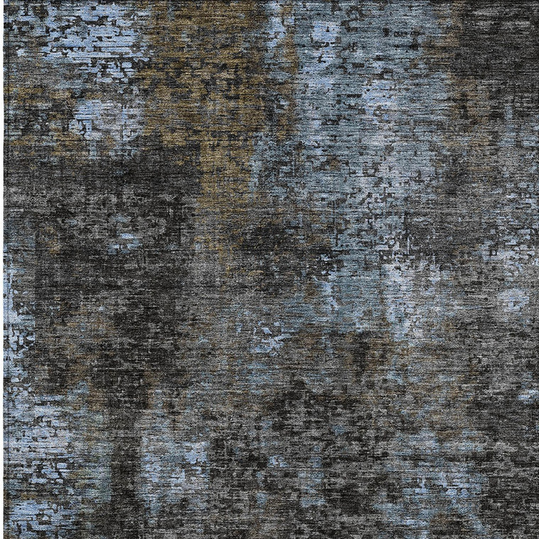 8' X 10' Graphite Charcoal And Silver Abstract Washable Indoor Outdoor Area Rug