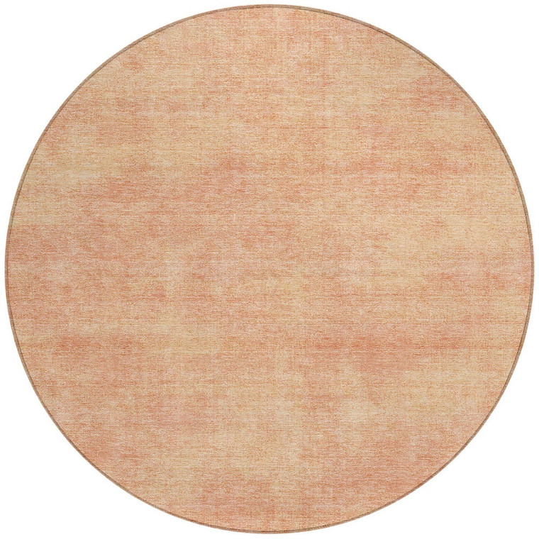 8' Peach Round Washable Indoor Outdoor Area Rug
