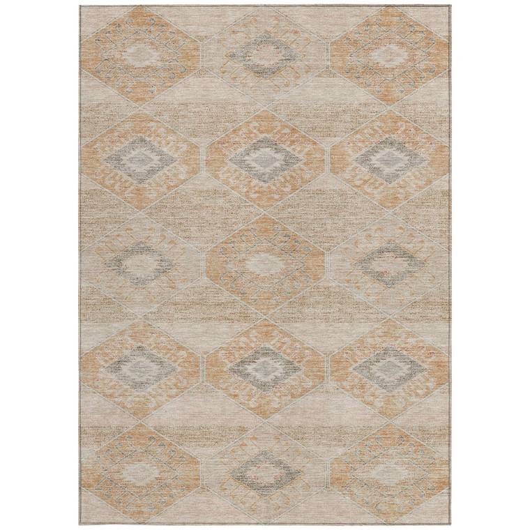 9' X 12' Copper And Gray Aztec Washable Indoor Outdoor Area Rug