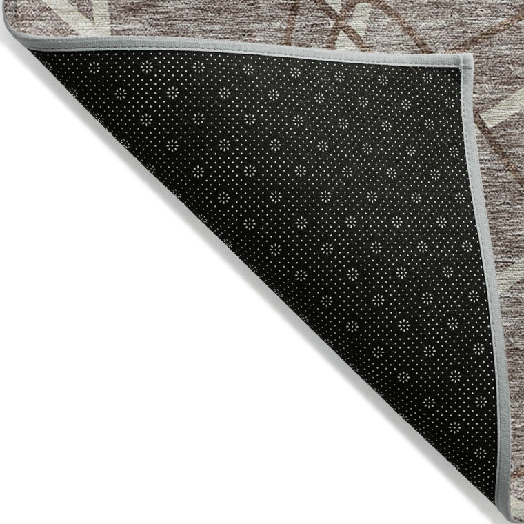 9' X 12' Taupe And Ivory Geometric Washable Indoor Outdoor Area Rug Modern Style - Taupe, Ivory Color