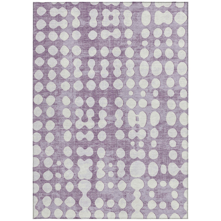 9' X 12' Purple And Ivory Abstract Washable Indoor Outdoor Area Rug - 608219344801