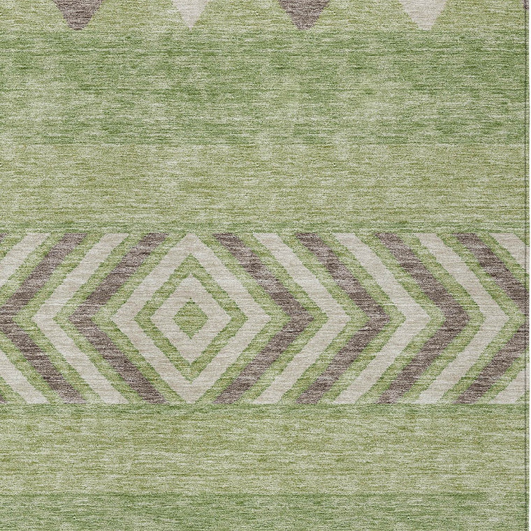 10' X 14' Green Taupe And Ivory Southwestern Washable Indoor Outdoor Area Rug