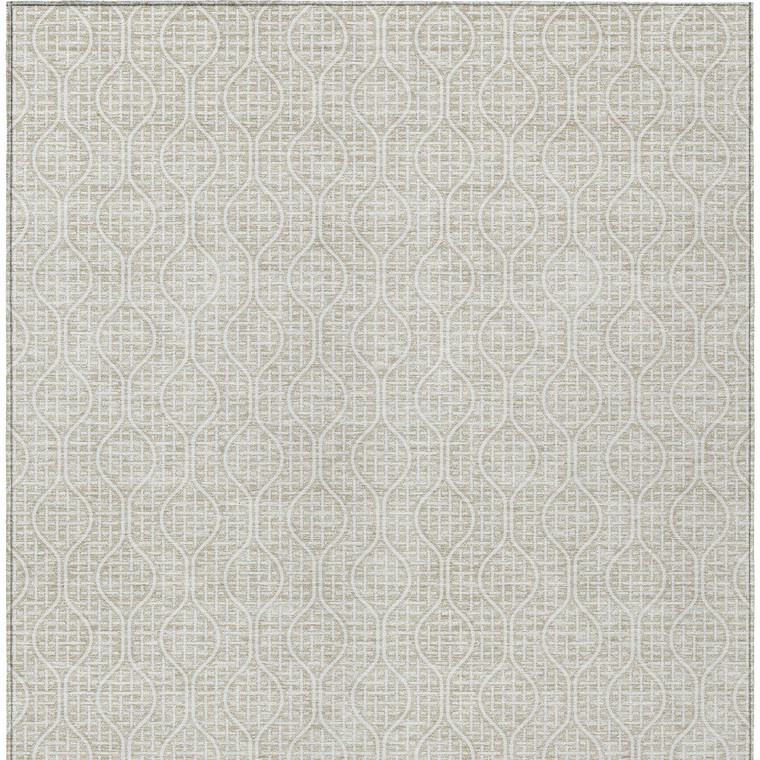 10' X 14' Beige And Ivory Geometric Washable Indoor Outdoor Area Rug Transitional Style - Beige, Ivory Color