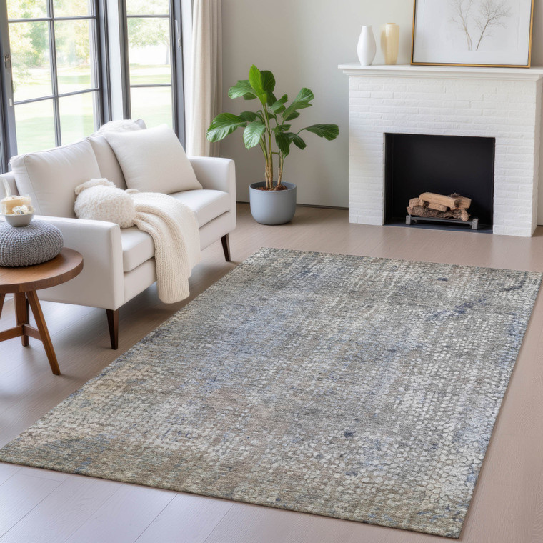 10' X 14' Taupe And Ivory Abstract Washable Indoor Outdoor Area Rug - Taupe, Ivory