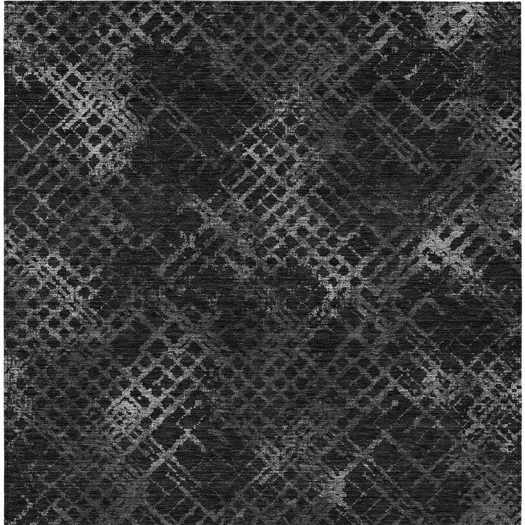 10' X 14' Charcoal Gray And Silver Geometric Washable Indoor Outdoor Area Rug - 608219326388