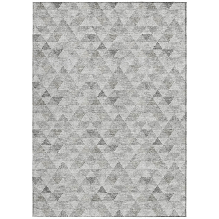 9' X 12' Silver Beige And Taupe Geometric Washable Indoor Outdoor Area Rug