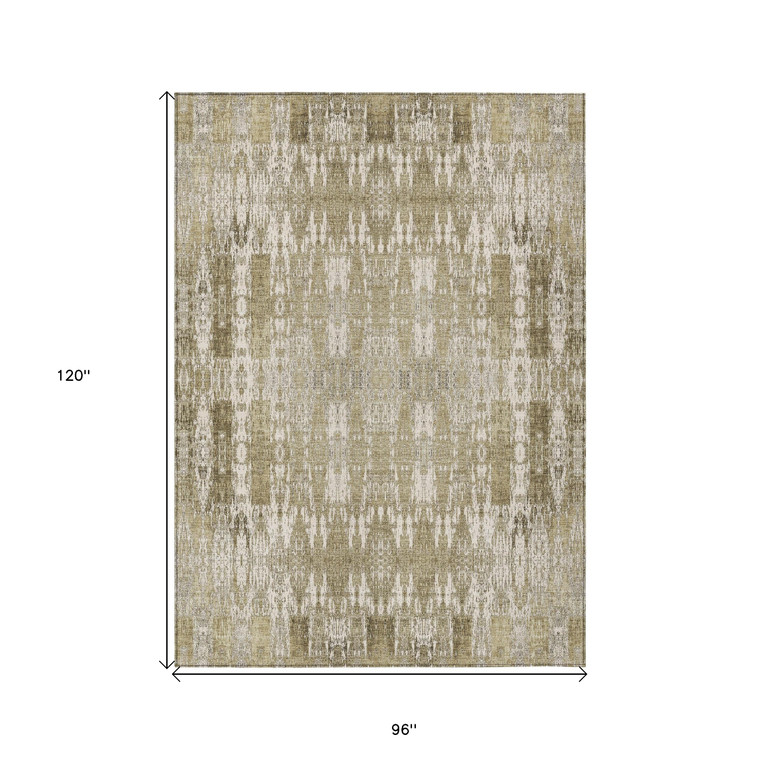 8' X 10' Beige Ivory And Tan Moroccan Washable Indoor Outdoor Area Rug