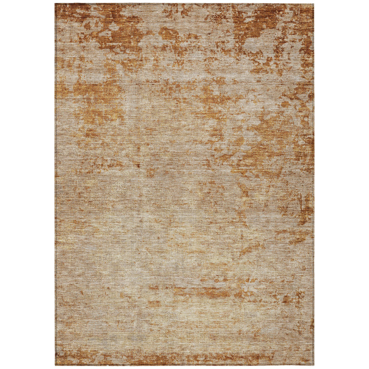 10' X 14' Copper And Terra Cotta Abstract Washable Indoor Outdoor Area Rug