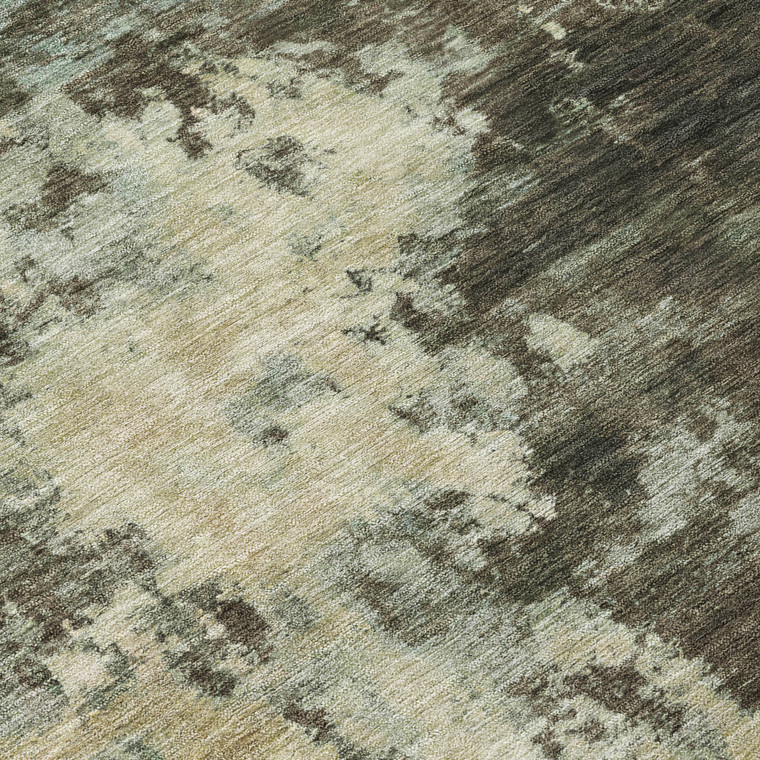 8' Brown And Beige Round Abstract Washable Indoor Outdoor Area Rug - Brown, Beige