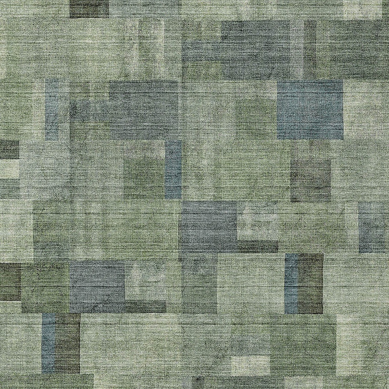 10' X 14' Green And Mint Green Geometric Washable Indoor Outdoor Area Rug