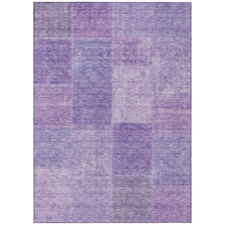 9' X 12' Lavender And Purple Patchwork Washable Indoor Outdoor Area Rug