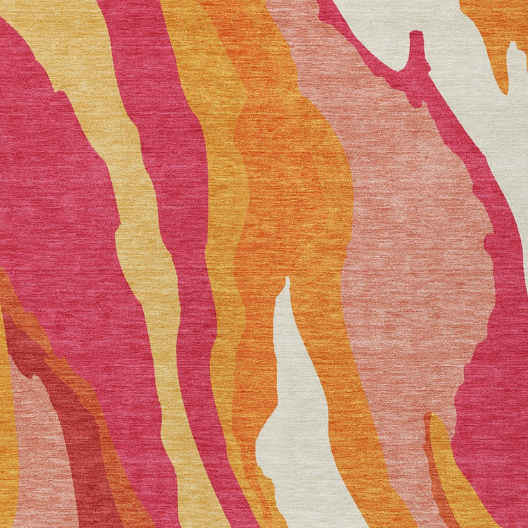 9' X 12' Blush Copper And Ivory Abstract Washable Indoor Outdoor Area Rug