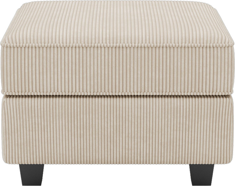 26" Beige and Black Corduroy Storage Ottoman