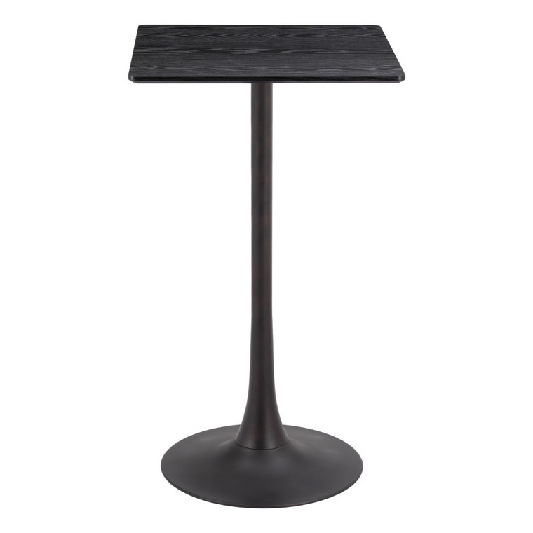 24" Black Wood and Steel Square Bar Table