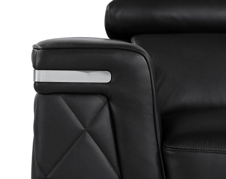 42" Black And Silver Top Grain Leather Club Chair