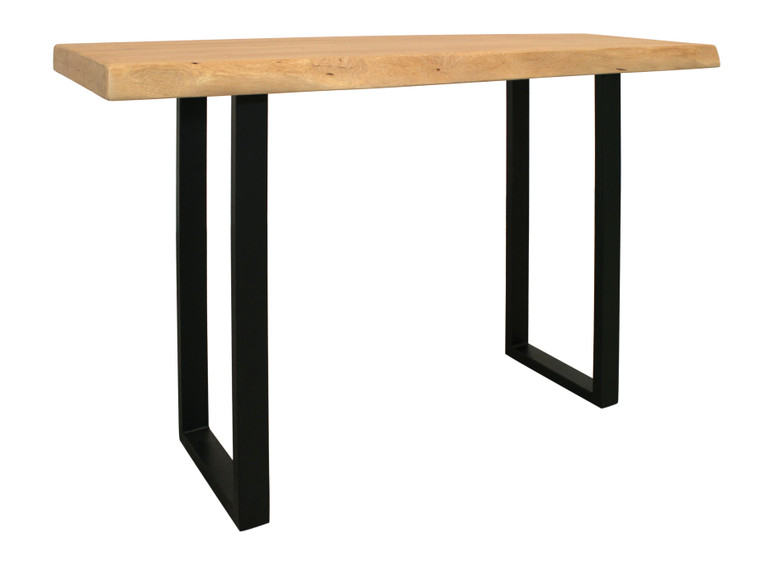 47" Natural and Black Solid Wood and Metal Live Edge Console Table