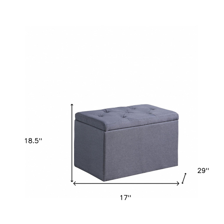 17" Dark Gray Linen Tufted Storage Ottoman