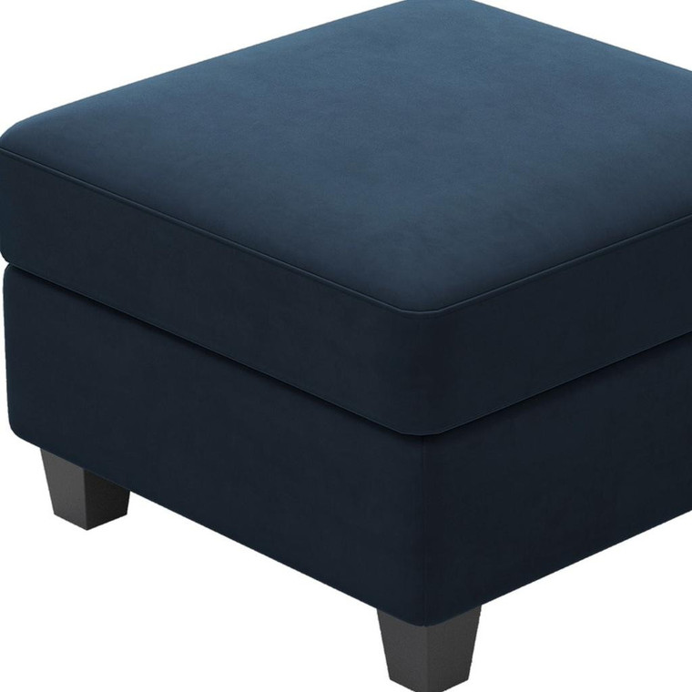 25" Blue and Black Velvet Storage Ottoman