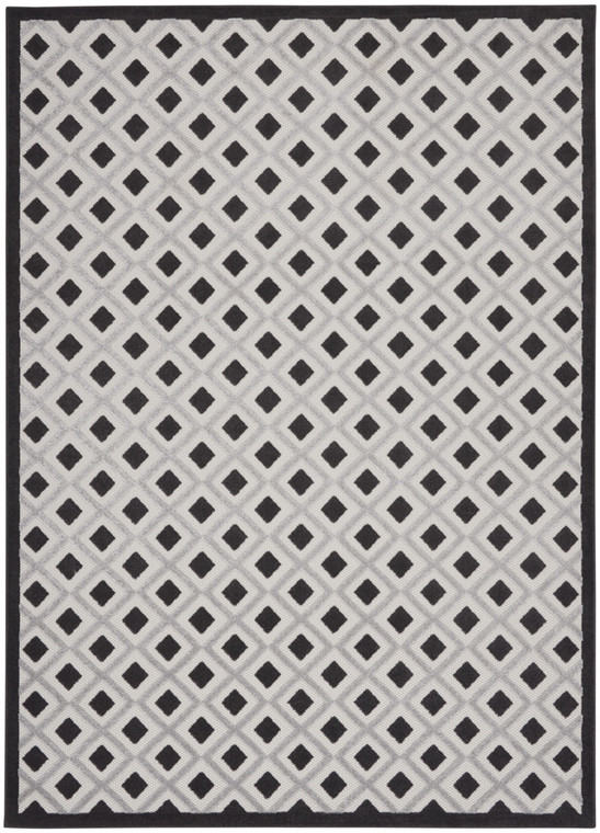 10' X 13' Black And White Gingham Non Skid Indoor Outdoor Area Rug - 606114455707