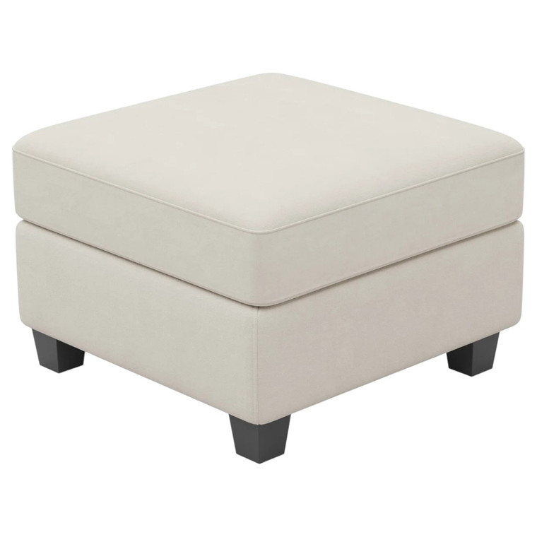 25" Beige and Black Velvet Storage Ottoman