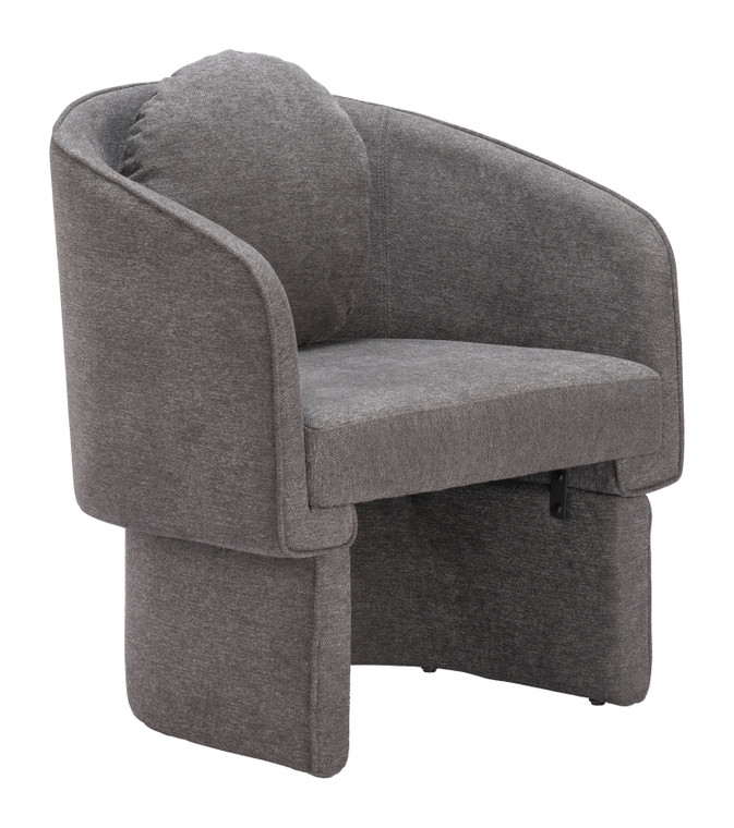 28" Gray Upholstered Club Chair And Toss Pillow
