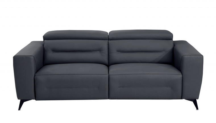 Three Piece Indoor Dark Gray Italian Leather Six Person Seating Set Home Accent