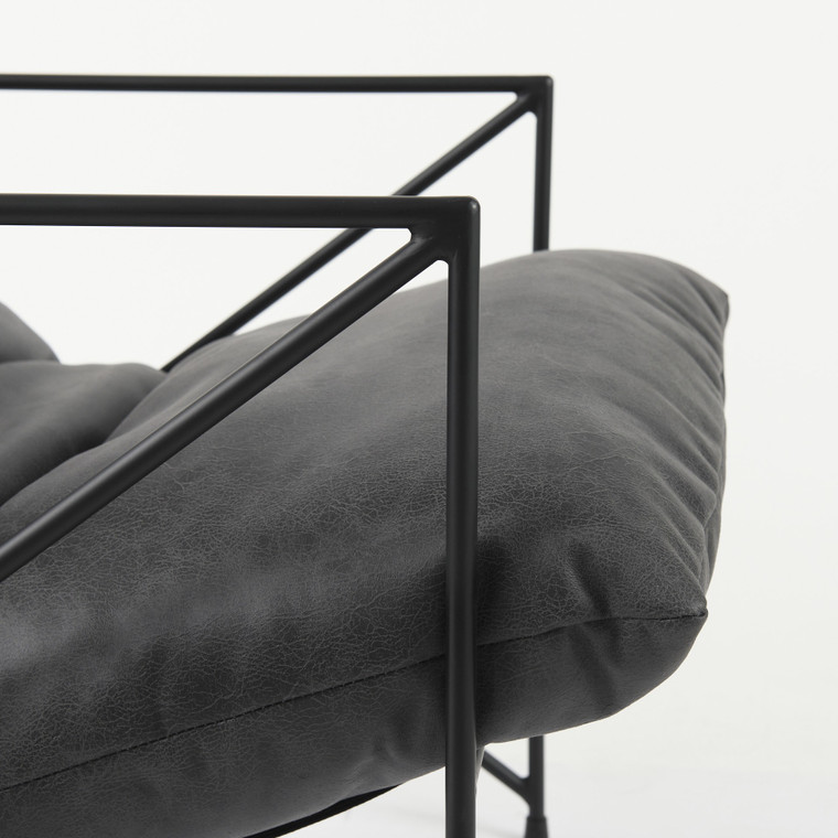 Black Faux Leather Contemporary Metal Chair - 808230022232