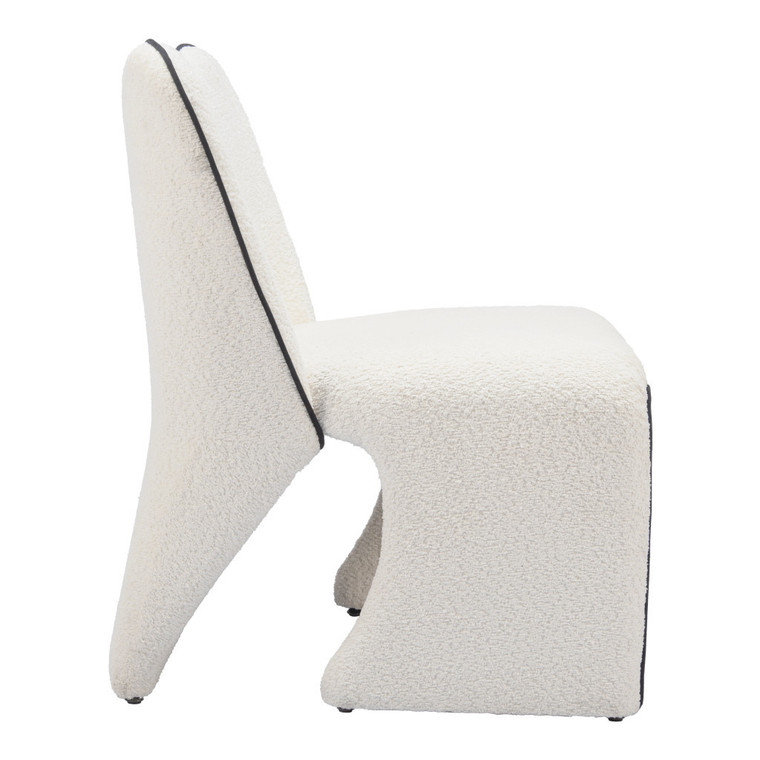 29" Ivory Faux Shearling And Upholstered Side Chair - 606114953432
