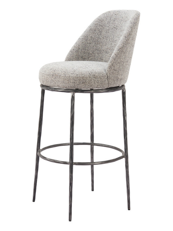 32" Gray And Black Fabric And Steel Bar Height Swivel Bar Chair - 608219118020