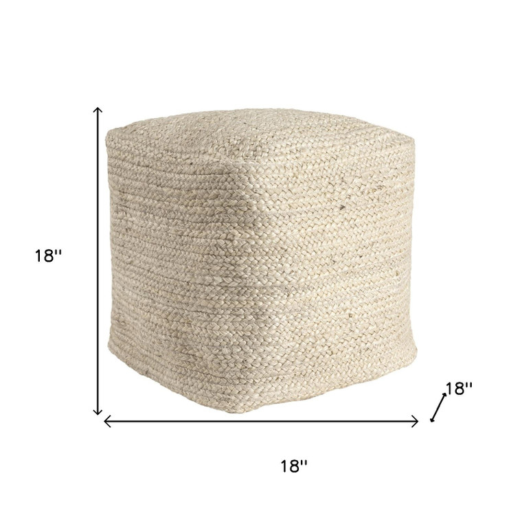 18" Natural Jute Pouf Ottoman