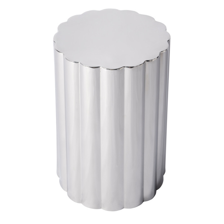 18" Silver Stainless Steel Block End Table