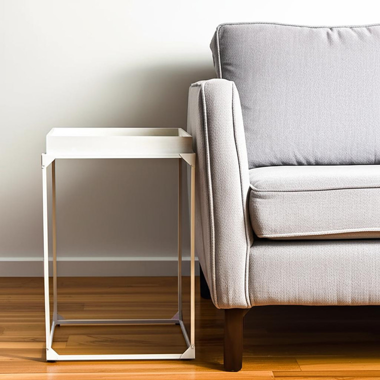 29" White Solid Wood and Iron Square Tray Style End Table
