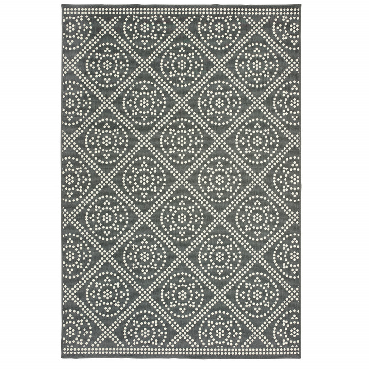 3' X 5' Grey Geometric Stain Resistant Indoor Outdoor Area Rug - 606114573890