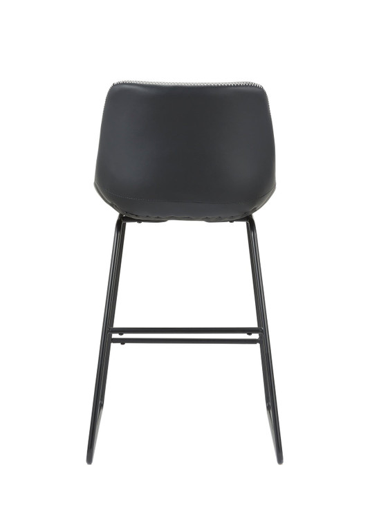 Set of Two Black Faux Leather and Metal Low Back Counter Height Bar Chairs