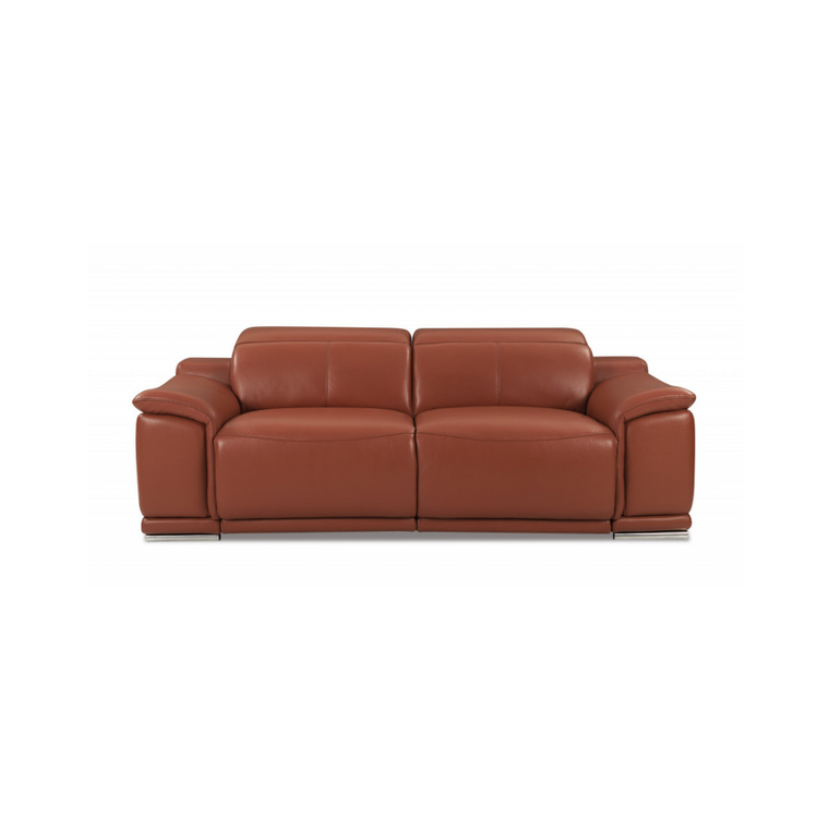 Two Piece Indoor Camel Italian Leather Five Person Seating Set Decor