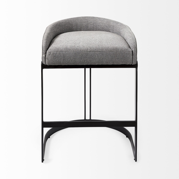 29" Gray and Black Fabric and Metal Low Back Bar Chair