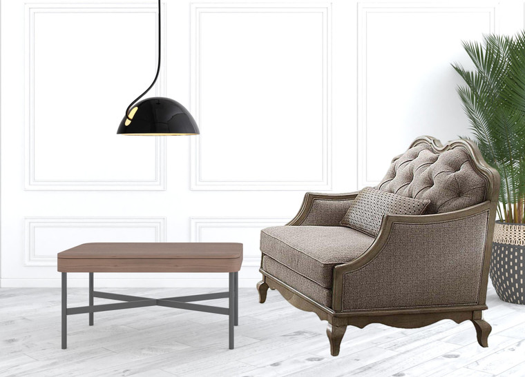 38" Beige and Taupe Fabric Tufted Chair and a Half And Toss Pillow