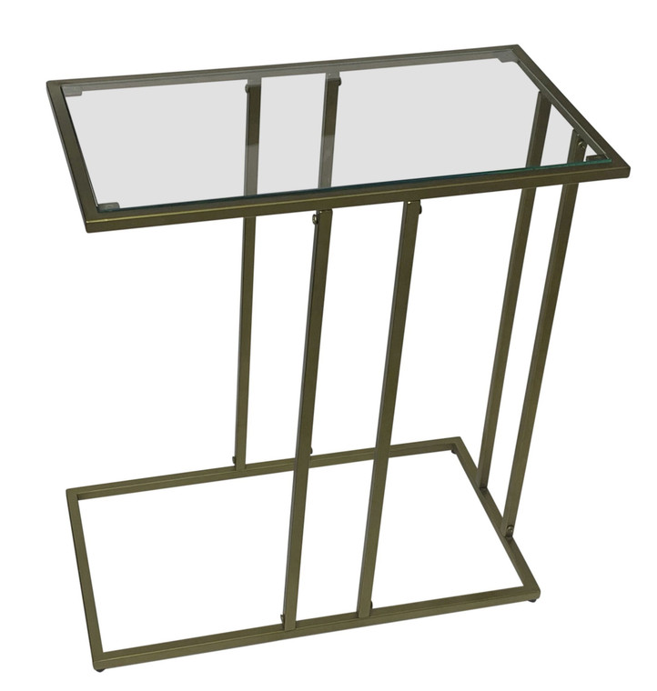 26" Clear and Antiqued Gold Glass and Iron Frame End Table