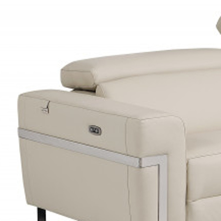 Two Piece Indoor Beige Italian Leather Five Person Seating Set Home Accent