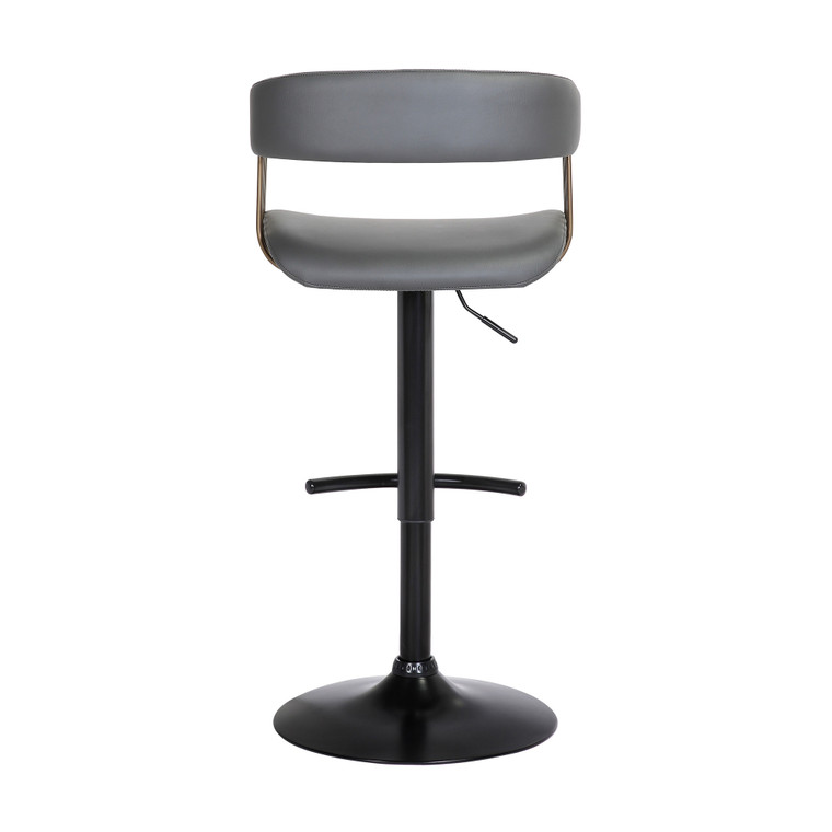 Gray and Black Faux Leather with Metal Swivel Adjustable Height Bar Chair Decor