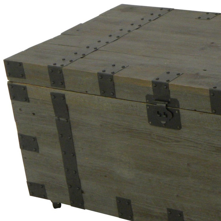 22" Brown Reclaimed Wood Distressed Trunk Coffee Table