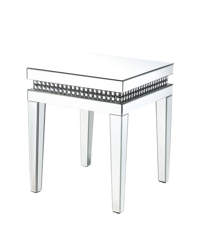Homeroots Living Room 24" Square End Table, Silver Mirrored