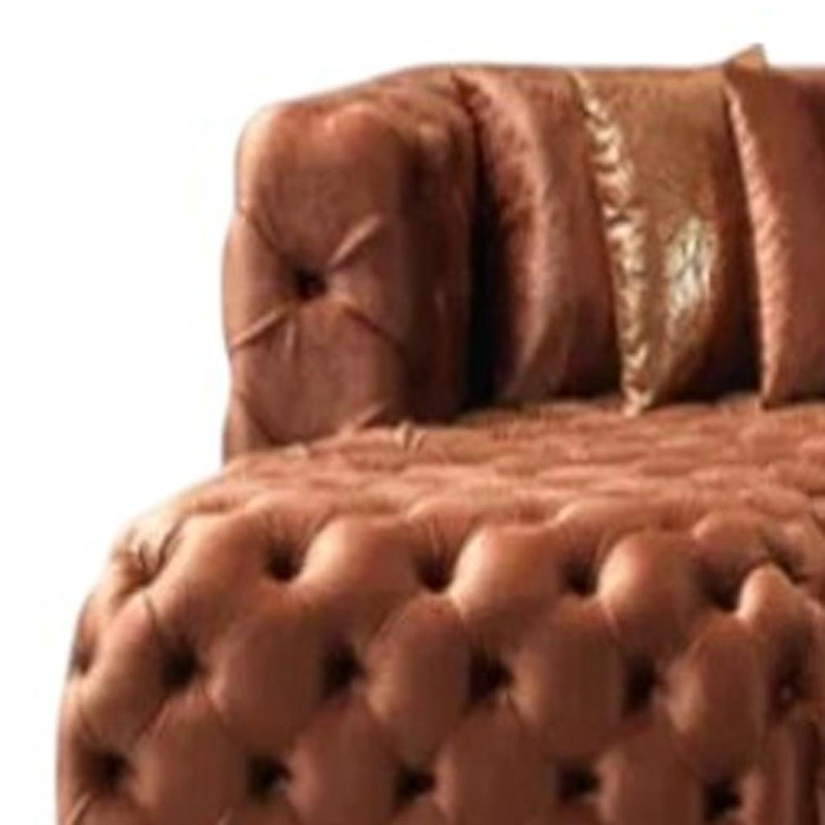 Tufted Orange Velvet Modular U Shaped Sofa and Chaise Sectional With Toss Pillows - 880016603231