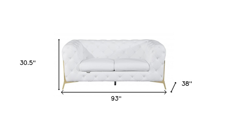 Two Piece Indoor White Italian Leather Five Person Seating Set Modern Style